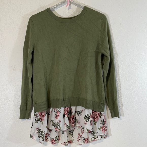 Time and Tru Split Back 2fer Mixed Media Sweater S - Picture 4 of 8